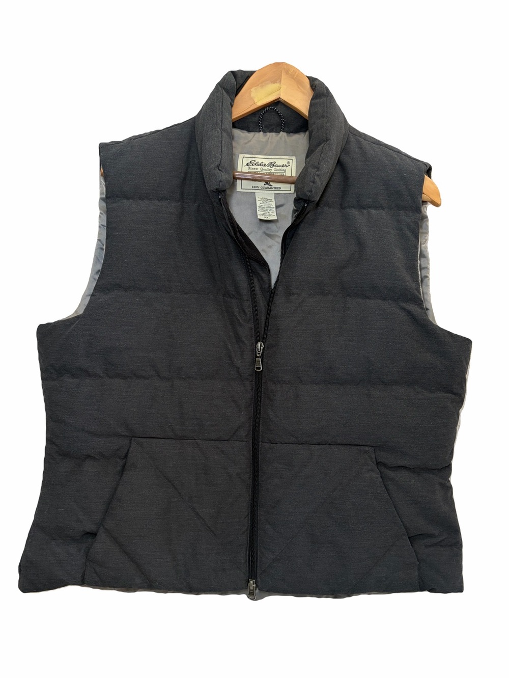 Eddie Bauer Women’s Dark Charcoal Gray Premium Goose Down Puffer Quilted Vest XL